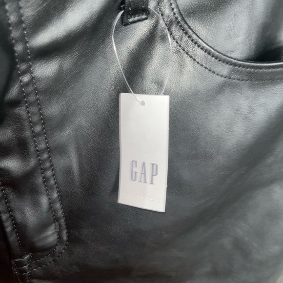 Woman’s Gap Faux leather vintage slim high rise pants. Size 32/ 14 Regular Black - Picture 8 of 14